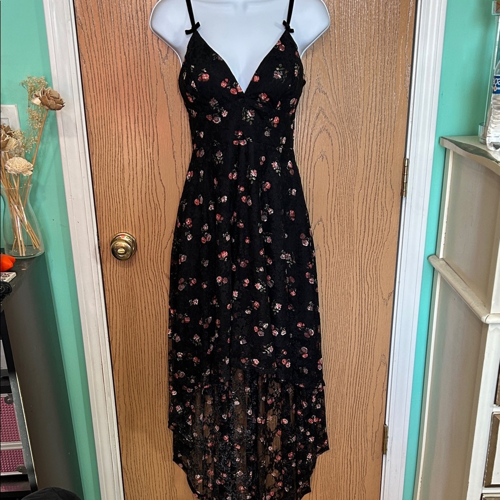 Disney Princess Collection Floral Black High Low Lace Dress